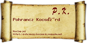 Pohrancz Kocsárd névjegykártya